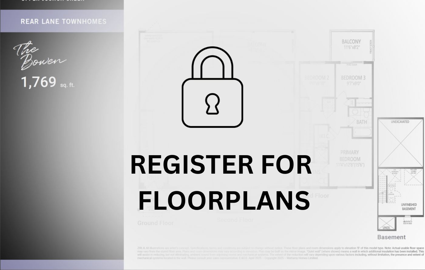 Floor plan layout for homes in Upper Joshua Creek, Oakville